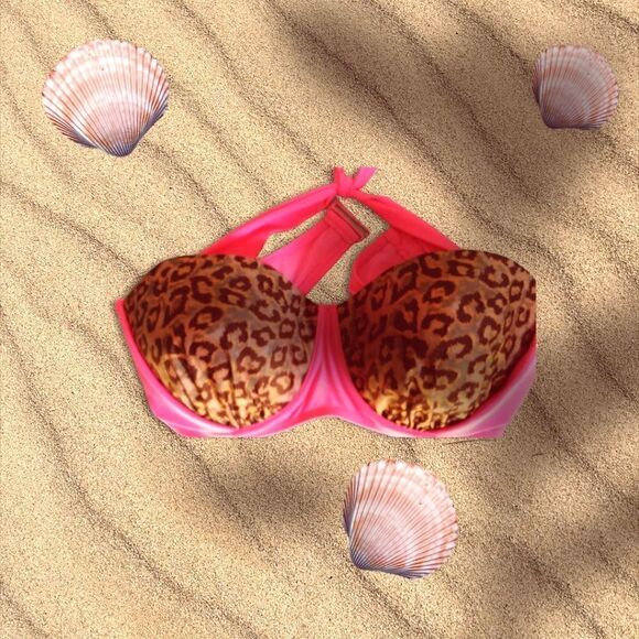 BIKINI  JOE BOXER  PINK LEOPARD Top 2X  BLK High Waisted. BOTTOMS by NAUTICA  12 - Picture 4 of 9